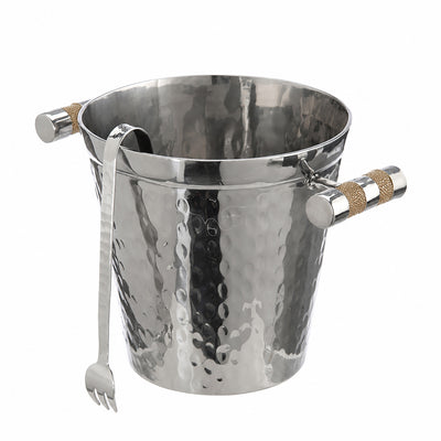 Hand Forged SS Ice Bucket Shagreen Inlay