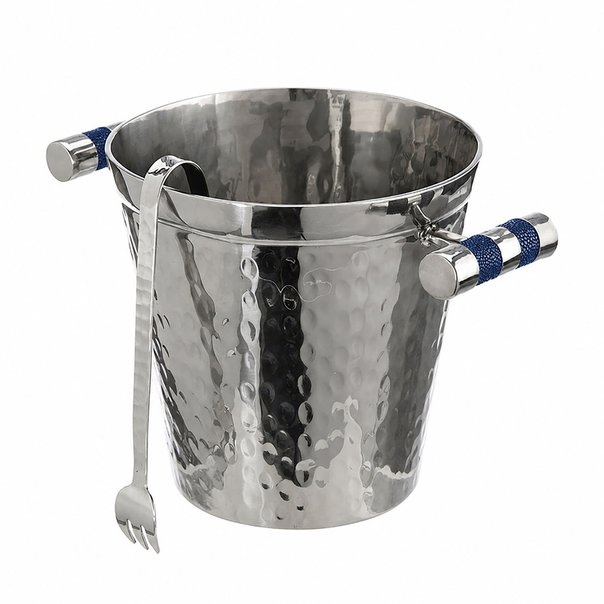 Hand Forged SS Ice Bucket Shagreen Inlay