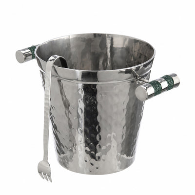 Hand Forged SS Ice Bucket Shagreen Inlay
