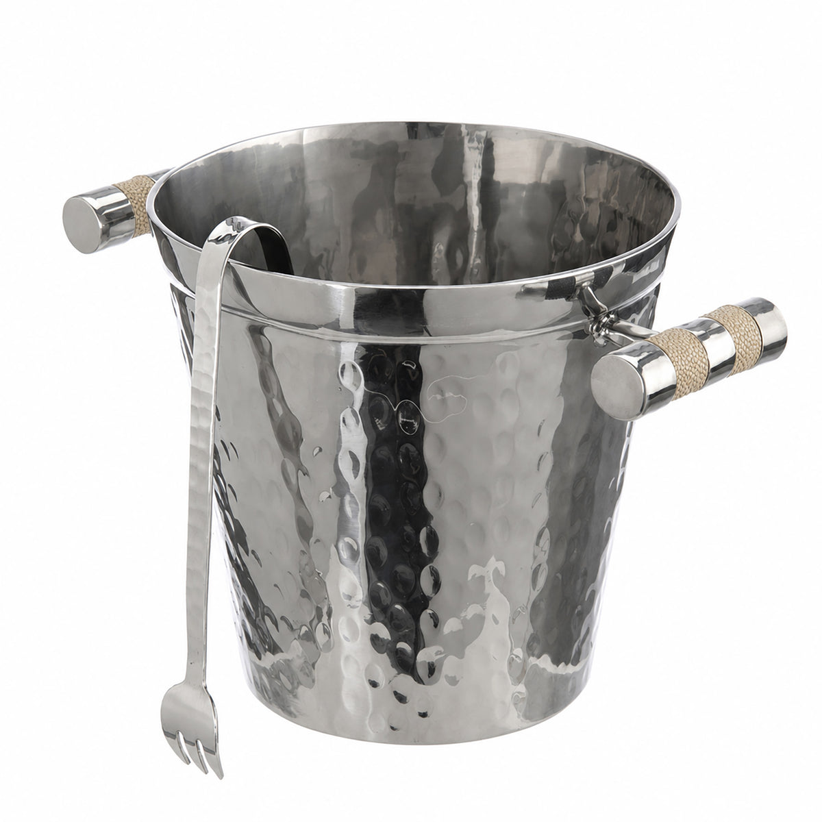 Hand Forged SS Ice Bucket Shagreen Inlay