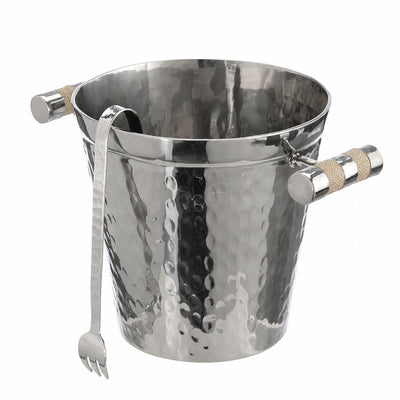 Hand Forged SS Ice Bucket Shagreen Inlay