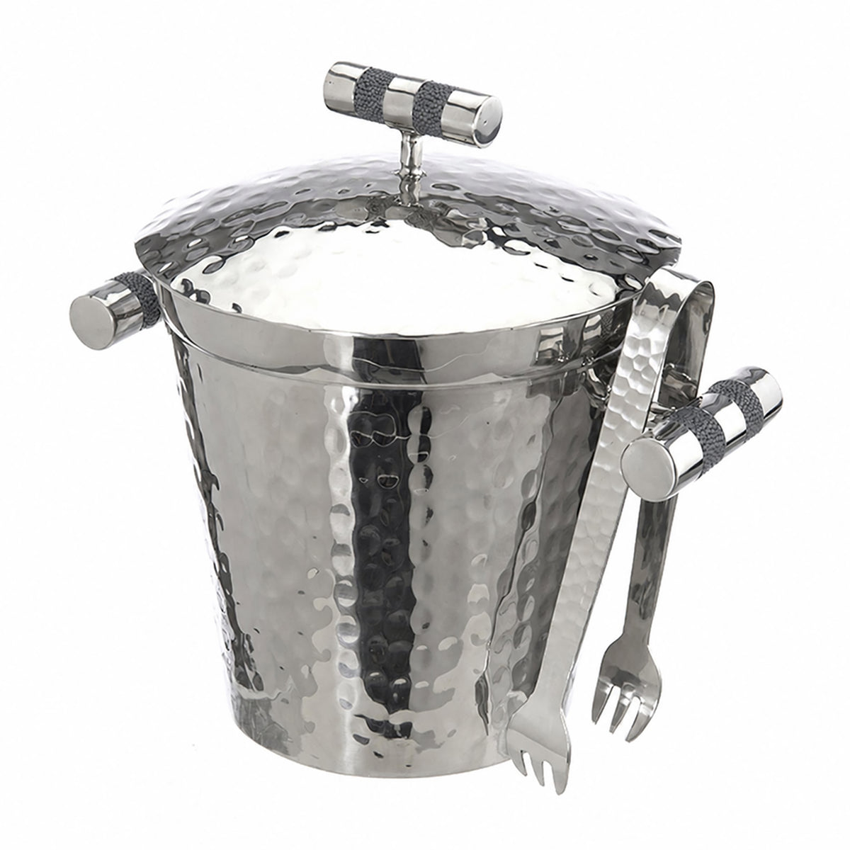 Forged SS Ice Bucket Top Shagreen Inlay