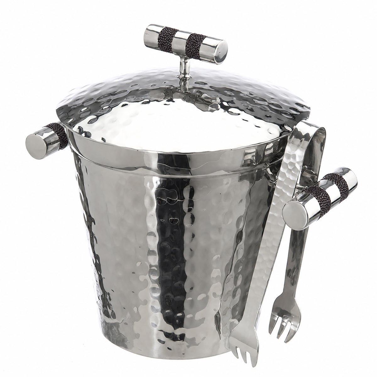 Forged SS Ice Bucket Top Shagreen Inlay