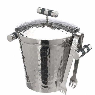 Forged SS Ice Bucket Top Shagreen Inlay