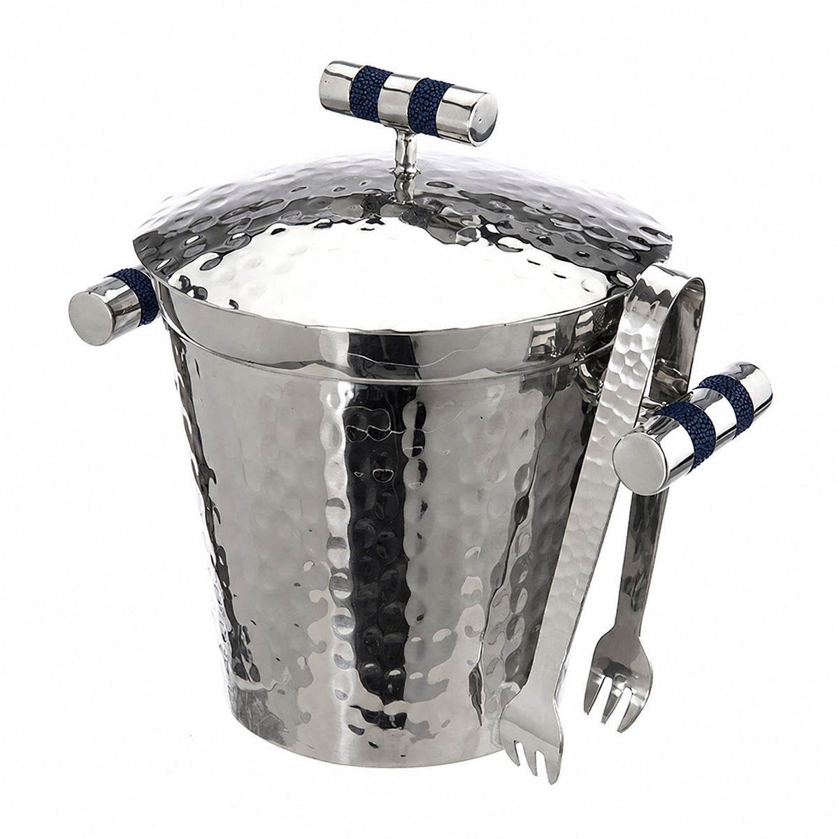 Forged SS Ice Bucket Top Shagreen Inlay