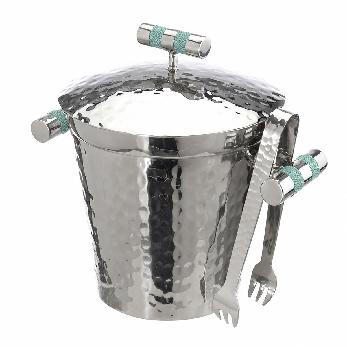 Forged SS Ice Bucket Top Shagreen Inlay