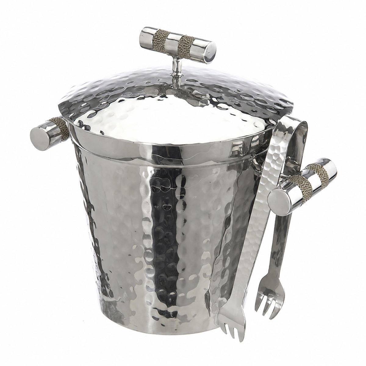 Forged SS Ice Bucket Top Shagreen Inlay