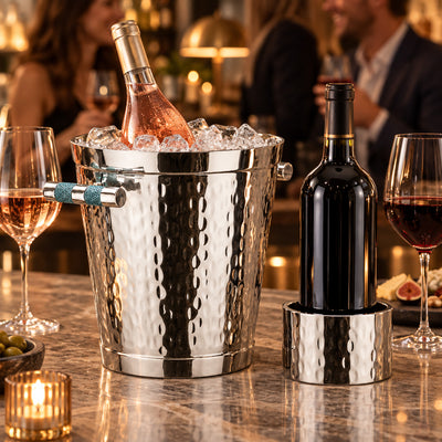 Forged SS Wine Bucket Shagreen Inlay