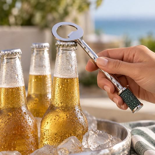 Forged SS Bottle Opener Shagreen Inlay