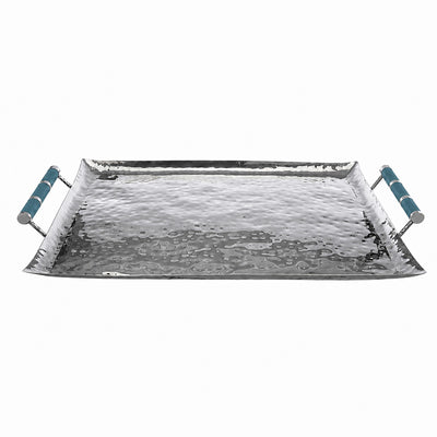 28 x 22 Forged SS Ottoman Tray Shagreen