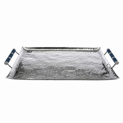 28 x 22 Forged SS Ottoman Tray Shagreen