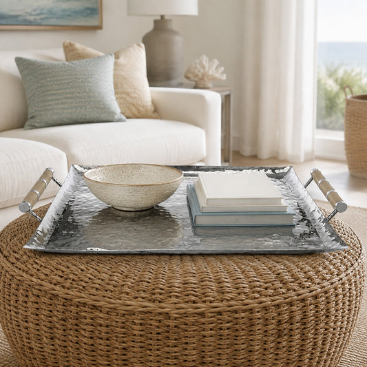 28 x 22 Forged SS Ottoman Tray Shagreen