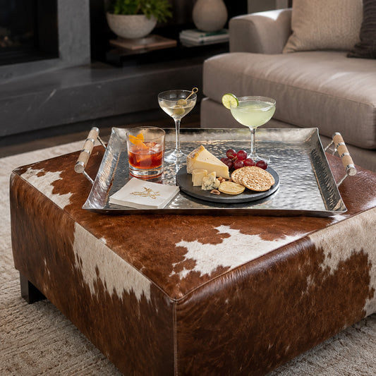 24 x 24 Forged SS Ottoman Tray Shagreen