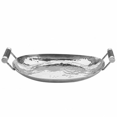15 in Hand Forged SS Oval Tray Shagreen