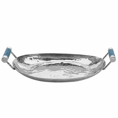 15 in Hand Forged SS Oval Tray Shagreen