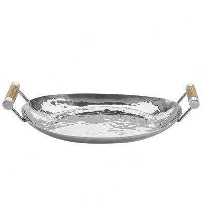 15 in Hand Forged SS Oval Tray Shagreen