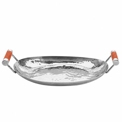 15 in Hand Forged SS Oval Tray Shagreen