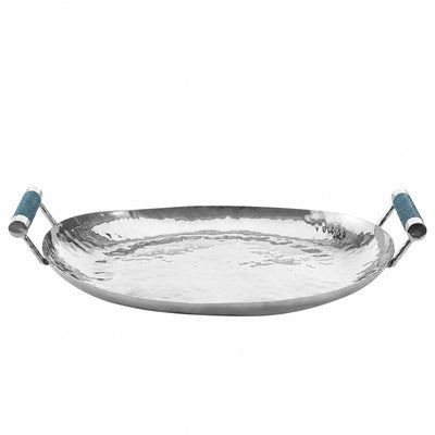 18 Hand Forged SS Oval Tray Shagreen