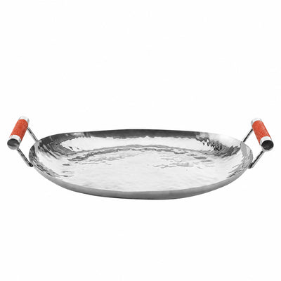 18 Hand Forged SS Oval Tray Shagreen