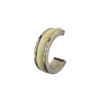 LUNA Wht Gold Earring Shagreen Inlay