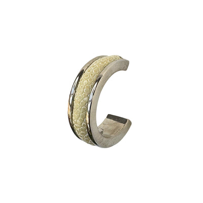 LUNA Wht Gold Earring Shagreen Inlay