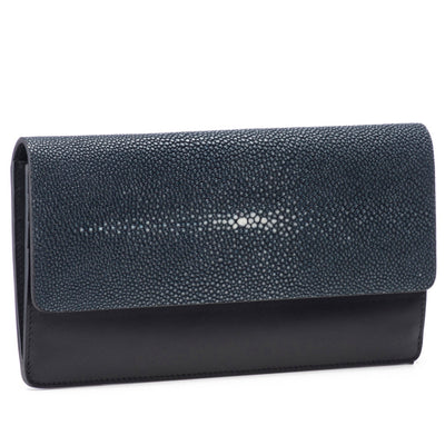 Maya Shagreen Fold Front Wallet Zip Back