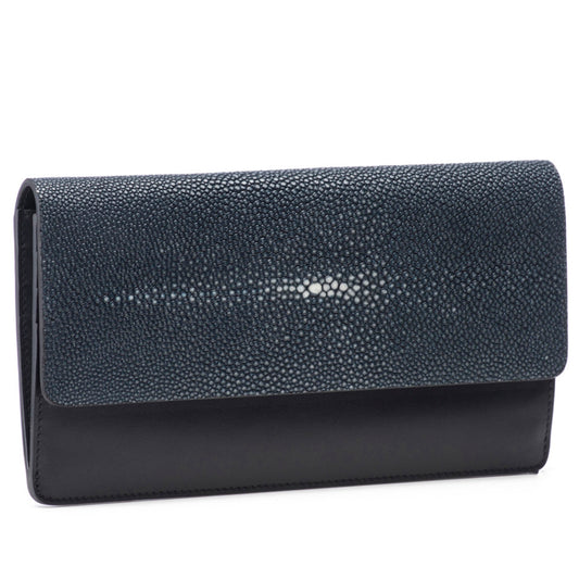 Maya Shagreen Fold Front Wallet Zip Back