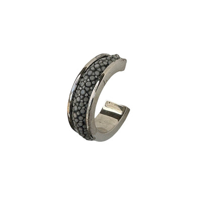 LUNA Wht Gold Earring Shagreen Inlay