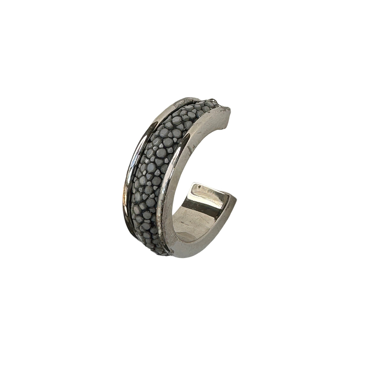 LUNA Wht Gold Earring Shagreen Inlay