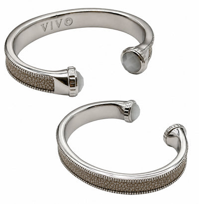 ARIEL Silver And Moonstone Shagreen Cuff