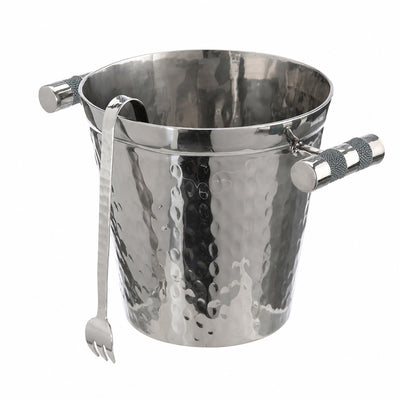 Hand Forged SS Ice Bucket Shagreen Inlay