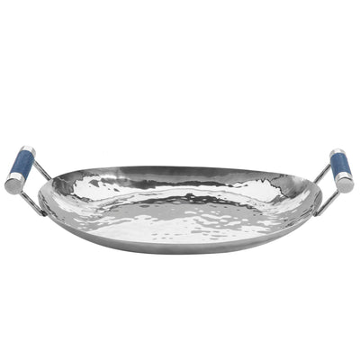 15 in Hand Forged SS Oval Tray Shagreen