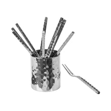 SSB34 Hand Forged SS App Fork Set Hammered Sq