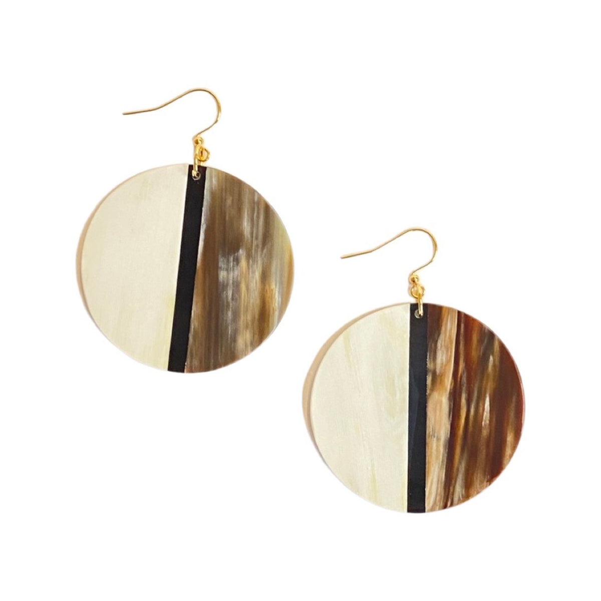 CTE106 Natural Horn Disk Earring On Wire