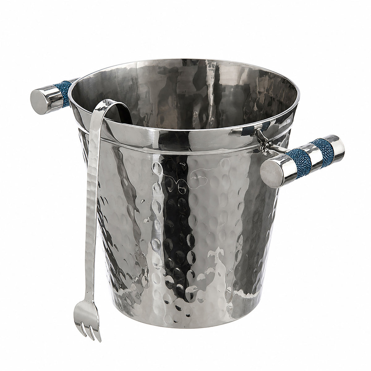 Hand Forged SS Ice Bucket Shagreen Inlay