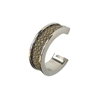 LUNA Wht Gold Earring Shagreen Inlay