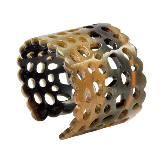 OSB04 Natural horn carved open pattern cuff