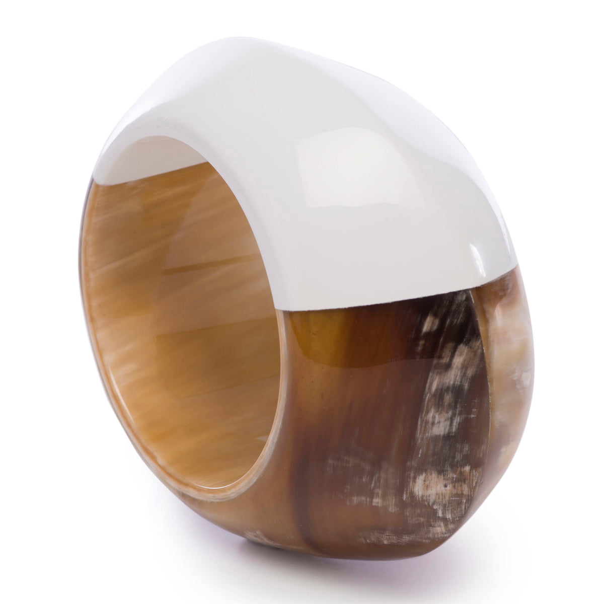 CTB169 Natural 3-Dimensional Horn Bangle With Lacquer