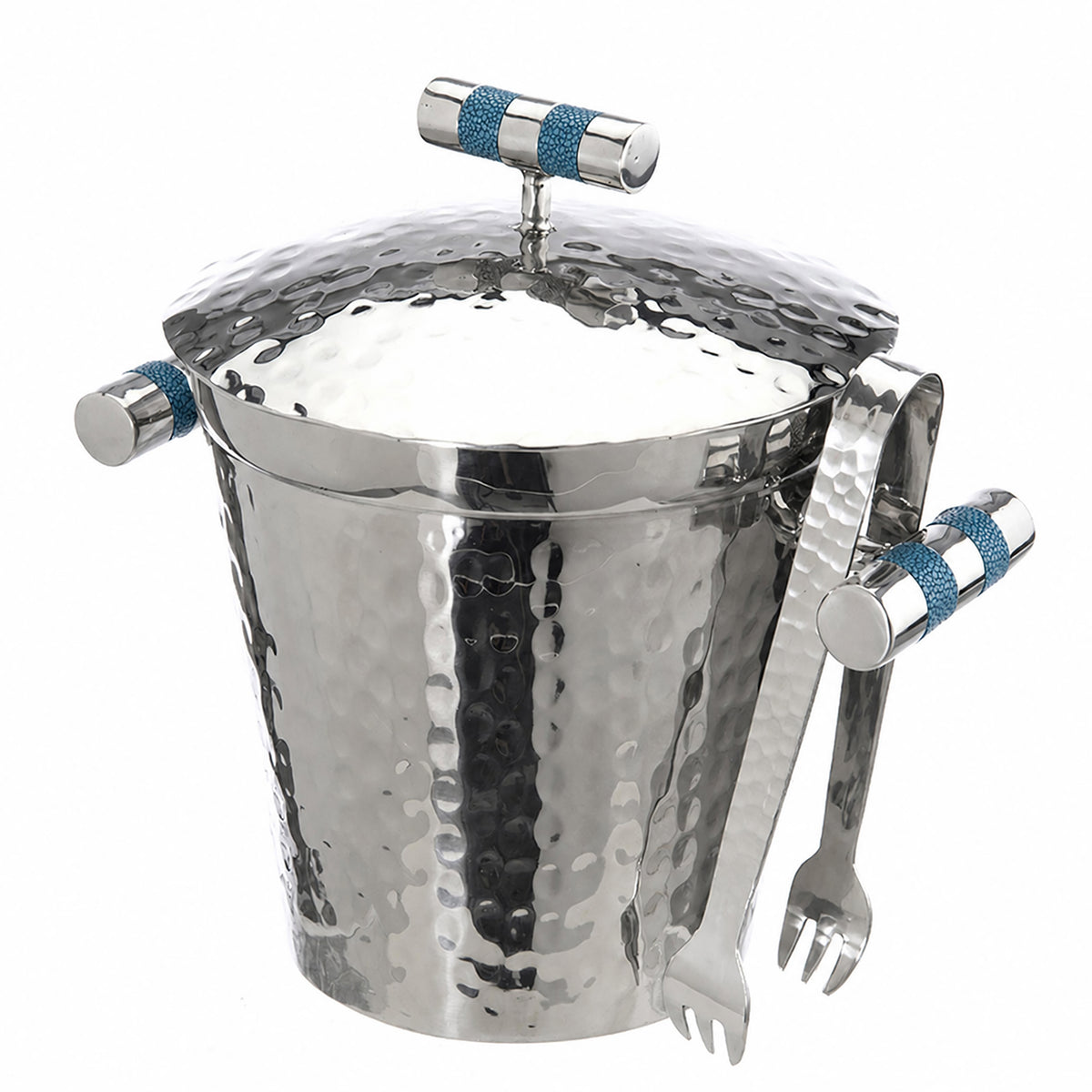 Forged SS Ice Bucket Top Shagreen Inlay