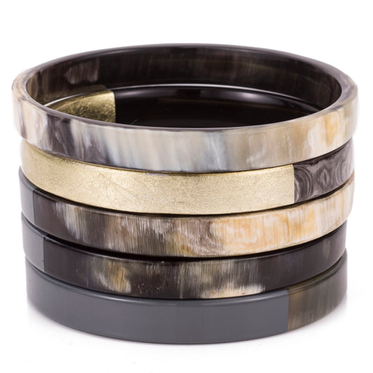 CTB152 Set of 5 Natural Horn Bangles With Lacquer