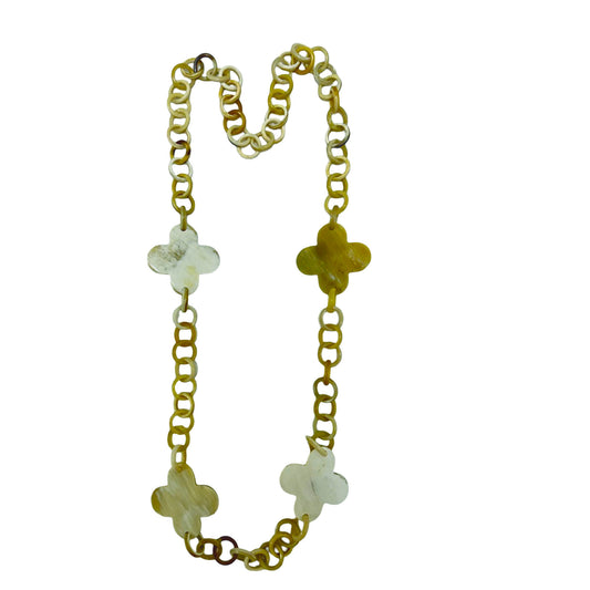 CTN150 Genuine Horn Light Shade Station Necklace