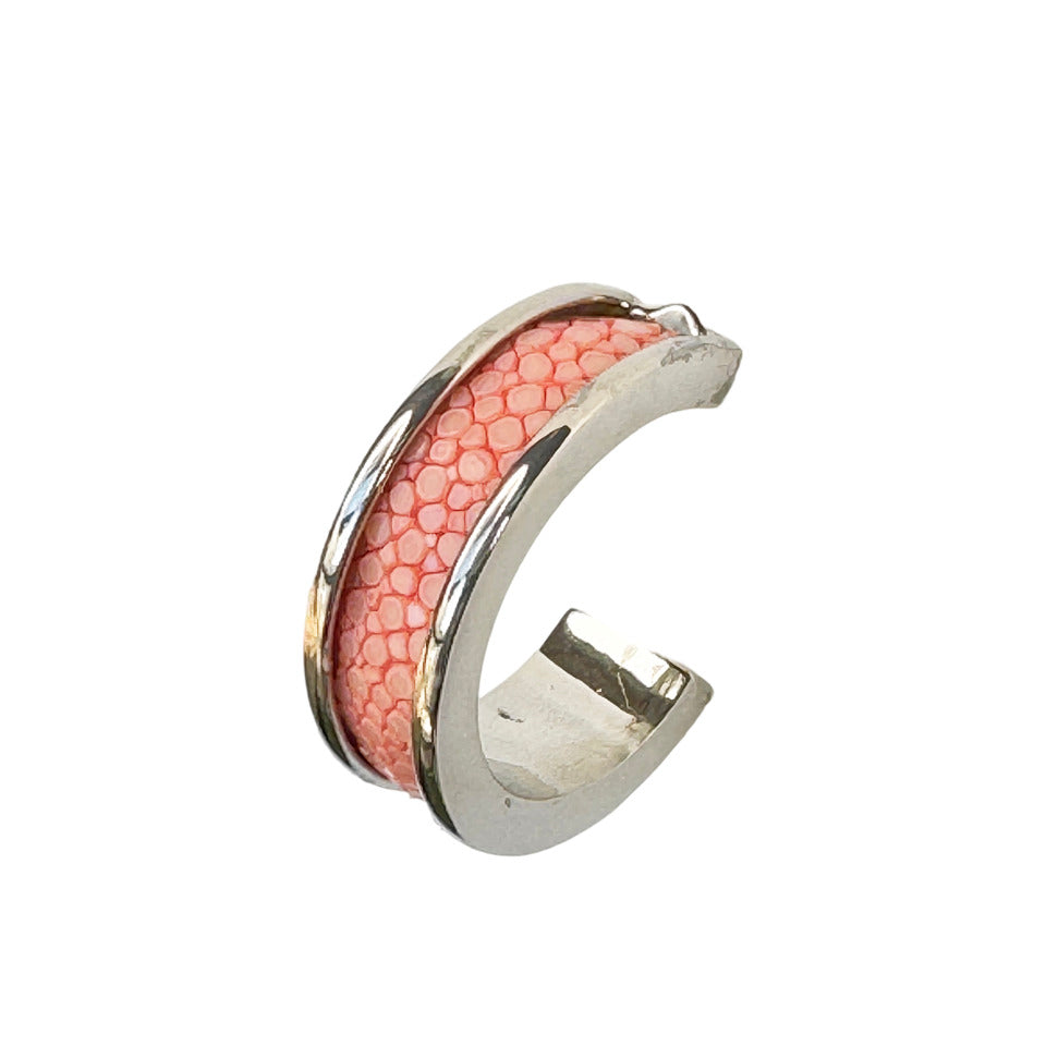 LUNA Wht Gold Earring Shagreen Inlay