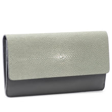 Maya Shagreen Fold Front Wallet Zip Back