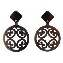 CTE82 Carved Honey Horn Drop Earring On Post