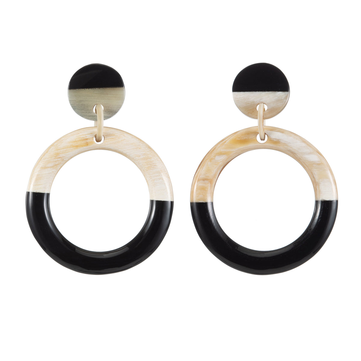 CTE57 Natural Horn Circle Earring On Post