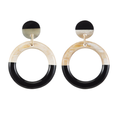 CTE57 Natural Horn Circle Earring On Post