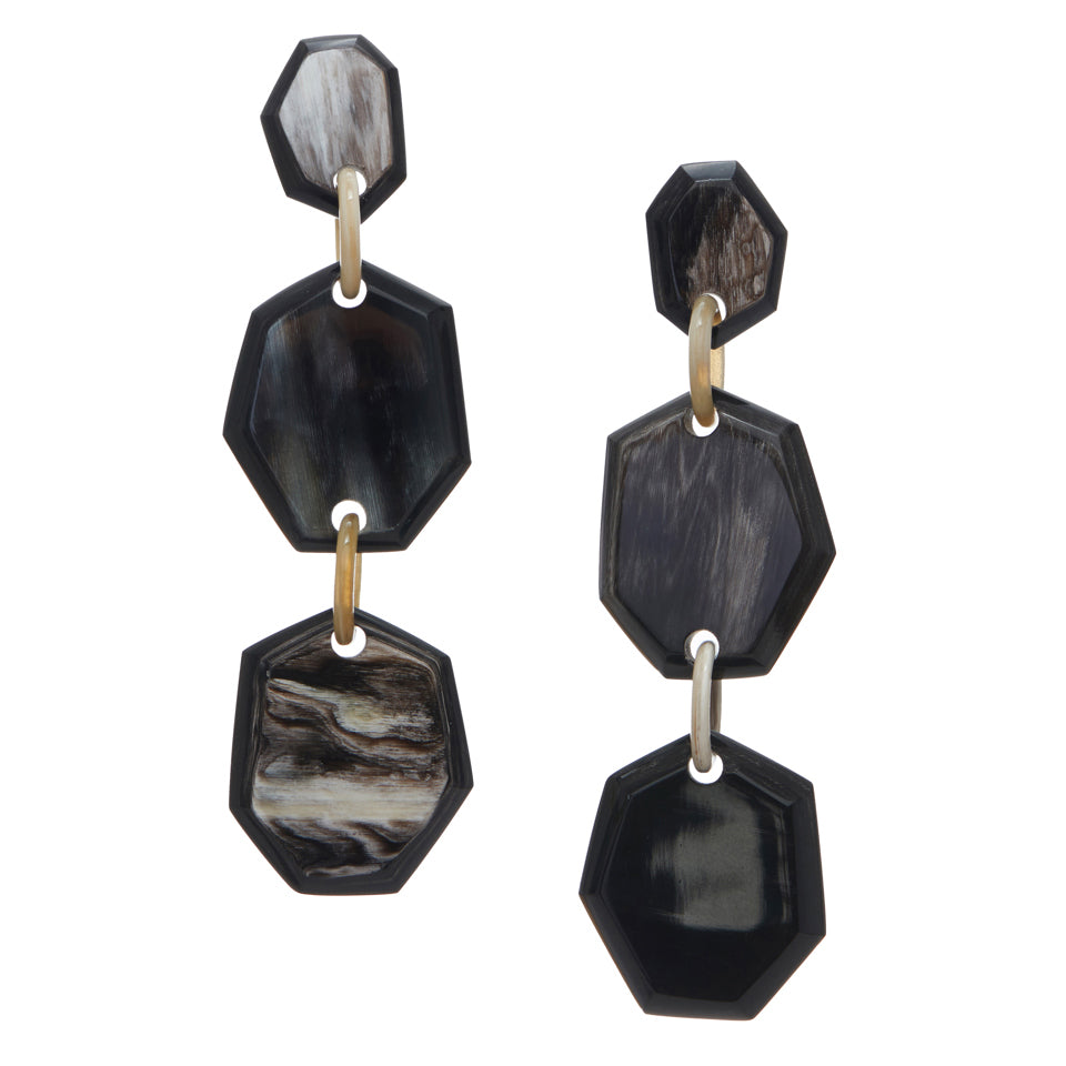 CTE98 Natural Horn Faceted Dangle Earring On Post
