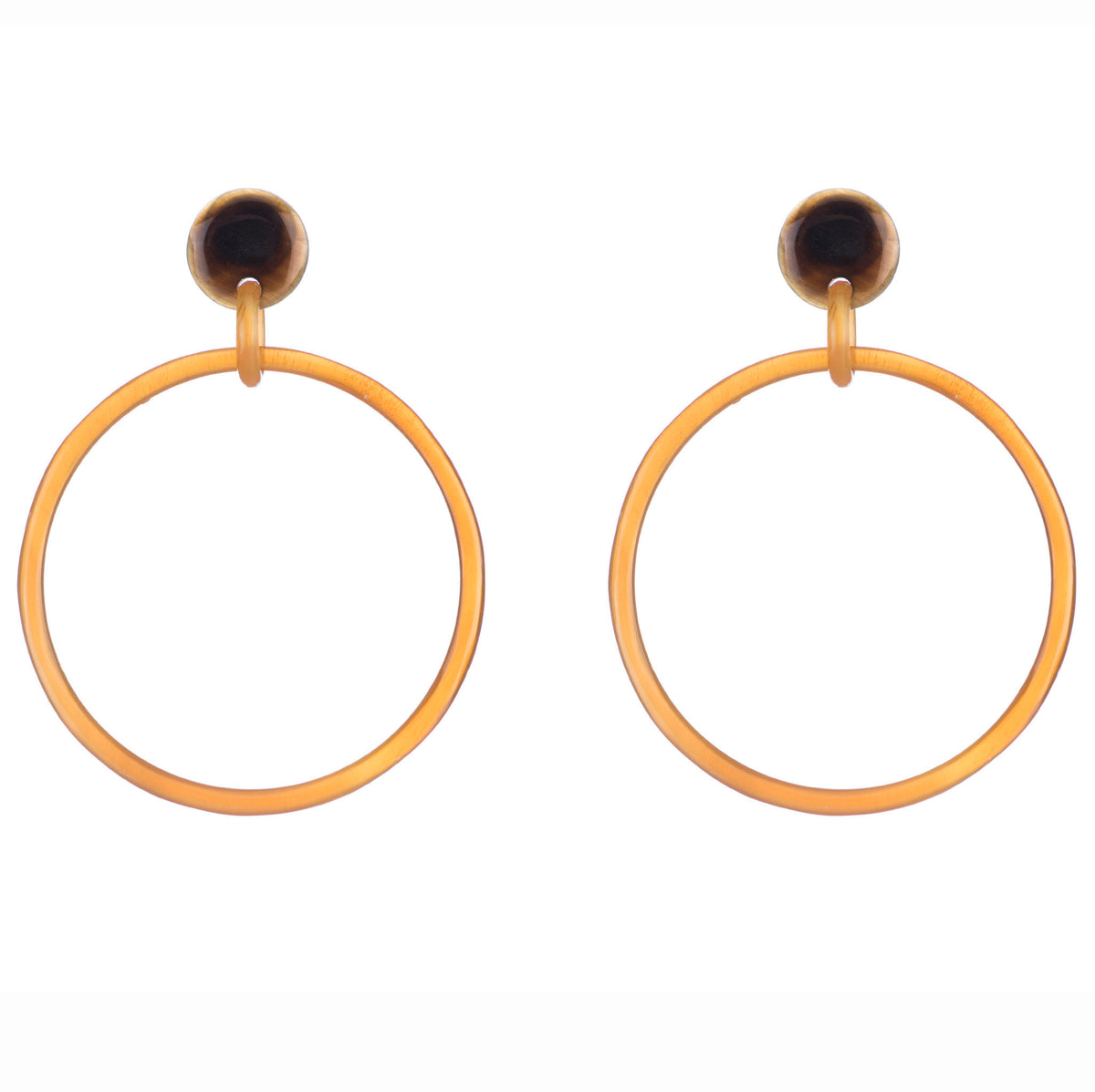 CTE55 Natural Horn Hoop  Earring On Post