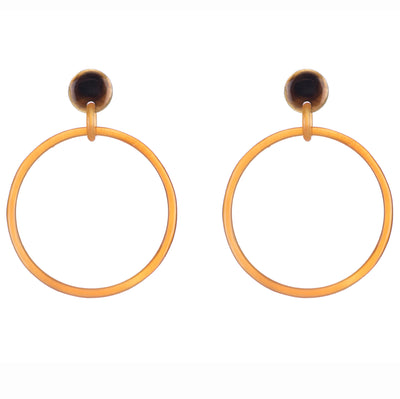 CTE55 Natural Horn Hoop  Earring On Post