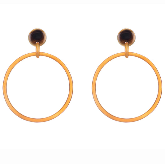 CTE55 Natural Horn Hoop  Earring On Post